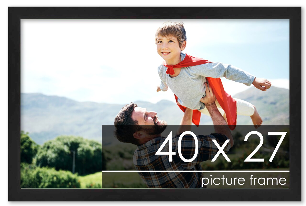 27x40 Decor Picture Frame with UV-Resistant Acrylic & Acid Free Backing, Available in 2 Finishes - Black and Brown